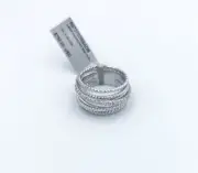 New w/ Tag David Yurman 925 Silver Large Crossover Diamond Ring Retail $750