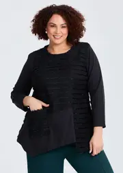 [TS] Taking Shape Aria Texture Panel Top Size 16 in Black - Plus Size Women's Tops & T Shirts Black