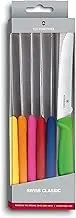 Victorinox 6-Piece Set Wavy Edge Steak and Tomato Knife, Round Tip, Multi-Coloured, 6.7839.6G