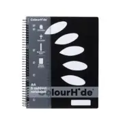 Colourhide 5 Subject Notebook A4 Polypropylene Hard Cover Black 250 Pages