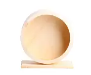 Wooden Mute Roller Hamster Running Exercise Mouse Hedgehog Sports Wheel Pet Toy-Wood Color L