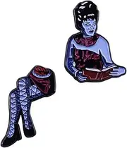 [Pinstant] Beetlejuice Magician's Assistant Woman Sawed In Half Waiting Room Afterlife Death Movie Horror Comedy 1.5" Enamel Pin Badge Set of 2, 1.5 Inches, Enamel, enamel