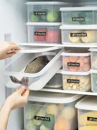在飛比找樂天市場購物網優惠-冰箱冷凍食物保鮮收納盒廚房密封盒帶蓋食物分裝盒蔬菜水果收納盒