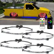4Pcs 15.5" LED Wheel Ring Rim Lights RGB Color Brake w/Turn Signal Bluetooth APP