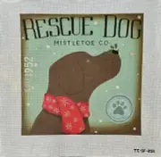 Rescue Dog Mistletoe Co Hand Painted Needlepoint Canvas Stephen Fowler