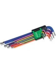 Toptul 9pcs Colour Extra Long Ball Point Hex Key Wrench Set Metric (GAAL0918)