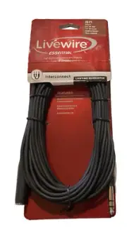 Livewire Headphone Extension Cable 1/4" TRS Male to 1/4" TRS Female 25 ft. Black