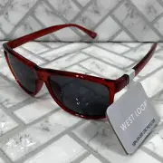 NWT West Loop Sunglasses SR0922 61879CALRED Red Frame, Black Lens 100% UVA-UVB