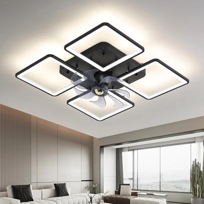 Low Profile Ceiling Fan with Light, 360 Degree Oscillating with Remote Control,