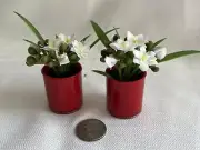 Set Of 2 Miniature Modern Dollhouse Barbie Holiday Amaryllis Plant Plants