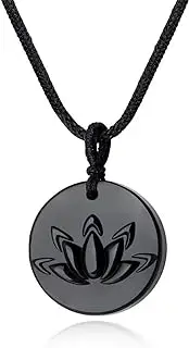 [COAI] Obsidian Lotus Flower Pendant Necklace for Men and Women