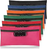 LEIFIDE 6 Pcs Money Bag with Lock and Zipper 11 x 5.5 Inches Lockable Storage Bag Cash Accessories Pouch for Storing Coins Checks Documents(Colorful, Oxford Cloth)