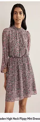 New Boden High Neck Flippy Mini Dress Size 16-18
