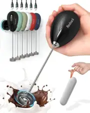 Milk Frother Handheld with Case,USB C Rechargeable Frother Wand for Coffee, P...