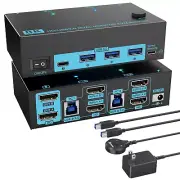 8K HDMI 2.1 Dual Monitor KVM Switch 2 Monitors 2 Computers USB 3.0 2 in 2 Out KV