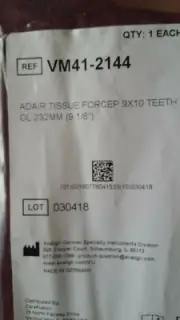 VMUELLER 41-2144030418 ADAIR TISSUE FORCEP 9X10 TEETH OL 232MM 9 1/8