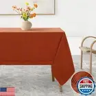 L Linen World Hemstitch Linen Tablecloth, French Linen Caramel Tablecloth 90"
