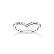 Thomas Sabo Ring V-shape with white stones silver