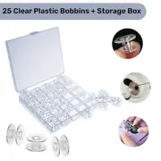 Sewing Machine Bobbins Storage Box Anti Crack Holds With 25 Clear Plastic Bobbin