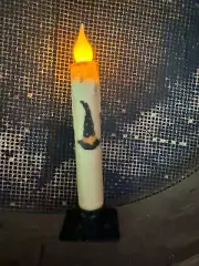 Primitive Handcrafted 7" Witches Hat Battery Led Timer Taper Candle