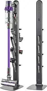 Vacuum Stand for Dyson Gen5 V15 V12 V11 V10 V8, No-Drill Outsize Standing Dock with 8-holder & Hidden Cord Design, Space-Saving Stable Metal Organizer for Cordless Cleaner & Attachments, Easy Assembly