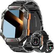 2024 Military Smart Watches for Men, Jooeniok Bluetooth Answer/Dial Call 2.0" Large Screen Outdoor Compass Sports Fitness Tracker Male 650 mAh Large Battery Triple Strap Men Smartwatch for Android/ios