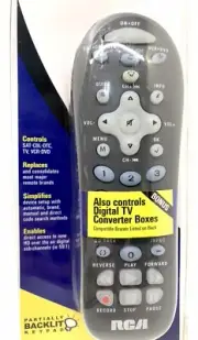 RCA Universal Tv Remote 3 Devices RCR312W Backlit Keypad Digital Converter Boxes