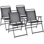 Costway 4x Outdoor Chair Set Folding Dinning Chair Patio Chairs Metal Frame Bistro Yard Balcony