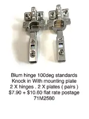 blum hinge 100deg Standard Knock In Full Overlay With Mounting Plates X (pairs)