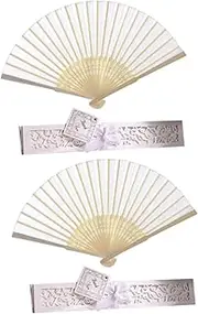 Cabilock Unique Folding Fans Bamboo Chinese Style Hand Fans for Weddings White Box 2pcs