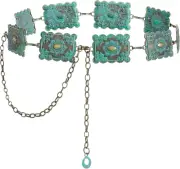 Metal Turquoises Belts Western Concho Belts for Women Cowgirl Waist Chain Belt f