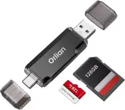 SD Card Reader USB 3.0 Dual USB A & USB C to Micro SD/SD Memory Card Adapter