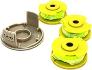 3PKS String Trimmer Spool Line with Cap Replaces Ryobi One Plus+ 18V 24V 40V AC80RL3 AC14HCA Cordless Trimmers, Pre-Wound Weed Eater String