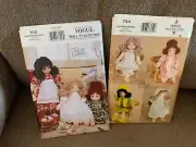 2 VOGUE CRAFT PATTERNS DOLL COLLECTION LINDA CARR 753 & 754 UNCUT