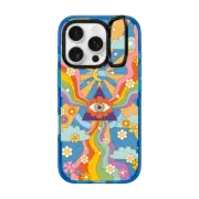 iPhone 16 Pro Impact Ring Stand Case MagSafe Compatible retro hippie boho rainbow