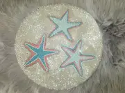 COASTAL COLLECTION BEADED TURQUOISE STARFISH ROUND TABLE PLACEMAT