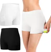 [Eurzom] 2 Pieces Tennis Under Shorts with Ball Pockets Yoga Workout Women's Shorts Black White Shorts for Women Tummy Under Shorts