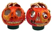 Vintage Halloween Pumpkin Jack O Lantern Double Face / Two Face Paper Mache Pulp