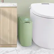 Cesun Automatic Motion Sensor Bathroom Trash Can with Lid, 2.6 Gallon Touchless Trash Bin, Smart Plastic Slim Garbage Can Small Green Wastebasket for Toilet, Office, rv, Bedroom, Living Room