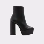 Delarathien by ALDO, Black faux leather, 5" block heel platform boots, SZ 7.5
