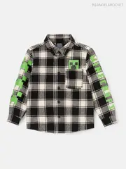 Angel & Rocket Black Minecraft Brushed 100% Cotton Check Shirt (AK7702) | $74 - $83
