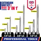 3 Sizes Socket Extension Bar Set 1/4" 3/8" 1/2" Drive Extra Long Ratchet CRV New