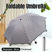 Striped Folding Umbrella Sunshade Women Rainy Umbrella Black Rubber Sunscreen AU