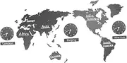 HOOTNEE Travel Clock World Map Decorative Wall Clock Battery Operated 3 Easy to Install Perfect Present
