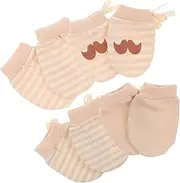 [DEARMAMY] 4Pairs Cotton Mittens for Newborns No Scratch Mittens Soft Skin Friendly Mittens Design for Boys Adorable Patterns