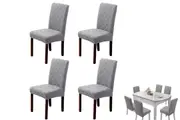 4pcs Chair Cover Universal Fitted Jacquard Seat Protector Cover for Party Home Kitchen Decor-Light gray