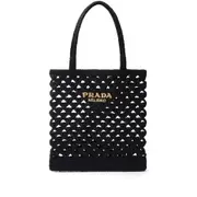 [Prada] Prada Woven Crochet Tote Bag ONE SIZE BLACK