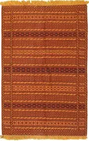 Vintage Hand Woven Kilim Rug 3'3" x 5'0" Traditional Wool Carpet