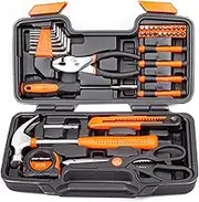 Cartman Orange 39-Piece Tool Set - General Household Hand Tool Kit with Plastic Toolbox Storage Case