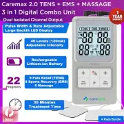 Dual Channel TENS Machine EMS 3 in 1 Combo Unit Pain Relief Massager Physio CMX2